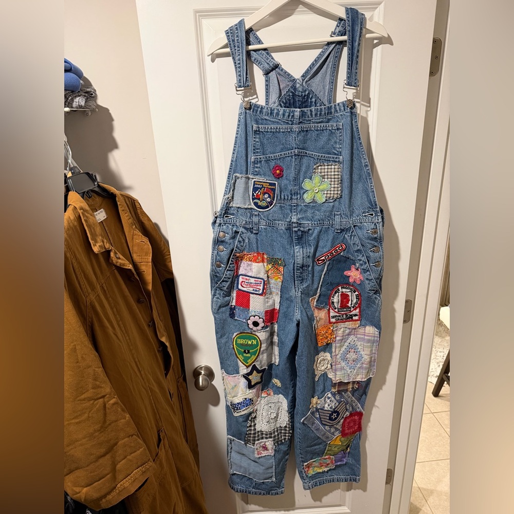 Riley Vintage Embroidered Denim Overalls with Patches 🔥🔥🔥 - Picture 2 of 5